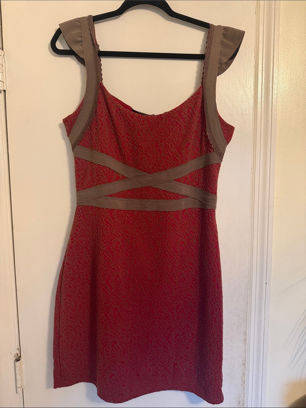 Free People red brown criss cross open back dress